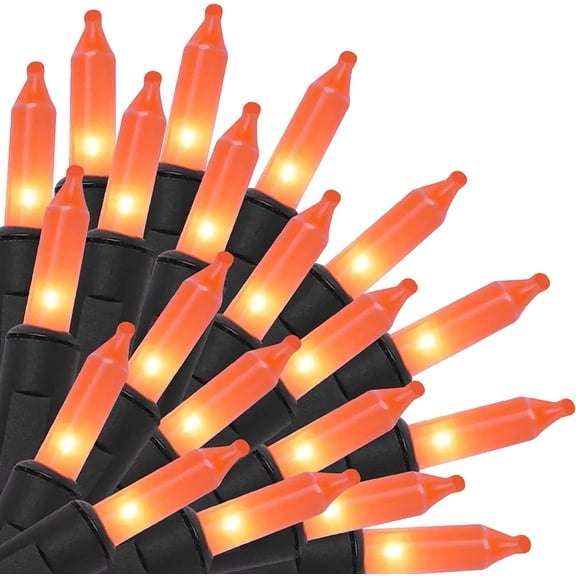 Battery Operated Halloween Lights, 2 Pack 17ft 50 LED Mini String Lights with Timer 8 Modes Waterproof Tree Lights for Outdoor Indoor Xmas Garden Party Decor, Orange