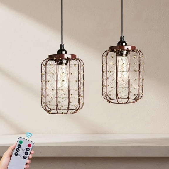 Battery Operated Hanging Outdoor Chandelier, Battery Pendant Light for Gazebo, Pergola, Porch, Patio, Outdoor Decor Lighting