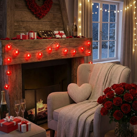 Battery-Operated Heart-Shaped LED String Lights for Romantic Atmosphere at Parties Weddings Valentines Day and Home Decor