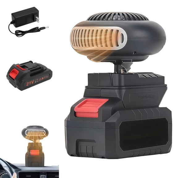 Battery Operated Heater for Indoors/Car/Camping, 1500mah Rechargeable Space Heater with Anti-Tilt, Quiet Long Heating, Car Window Defogger, Portable for Tent Golf Cart Office