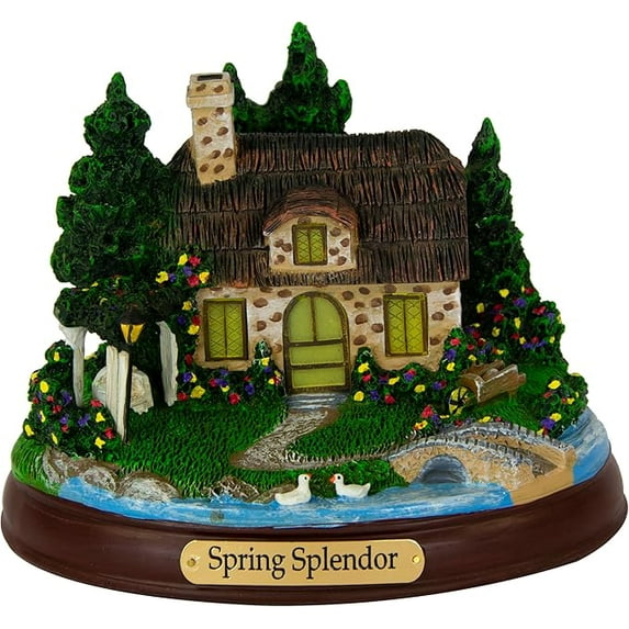Battery Operated Illuminated Spring Splendor Country Cottage Figurine