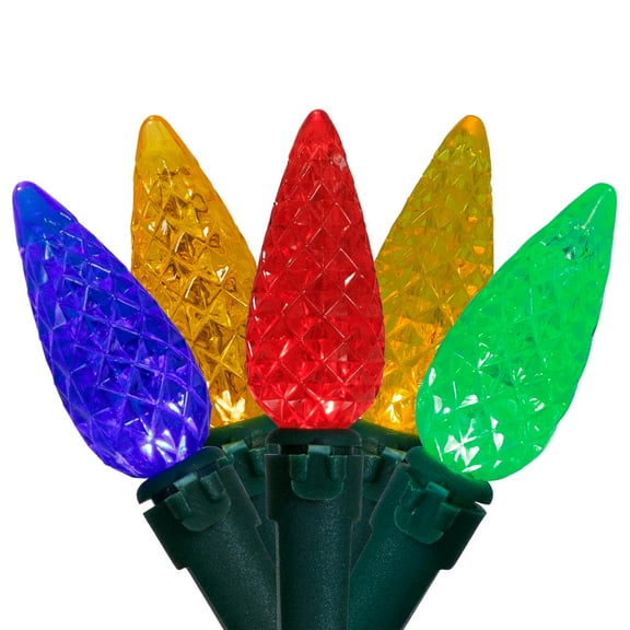 Northlight LED C6 Faceted Christmas Lights - Multicolor - 15.75 Green Wire - 50ct
