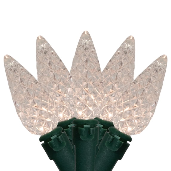Northlight LED C6 Faceted Christmas Lights - Warm White - 15.75’ Green Wire - 50ct