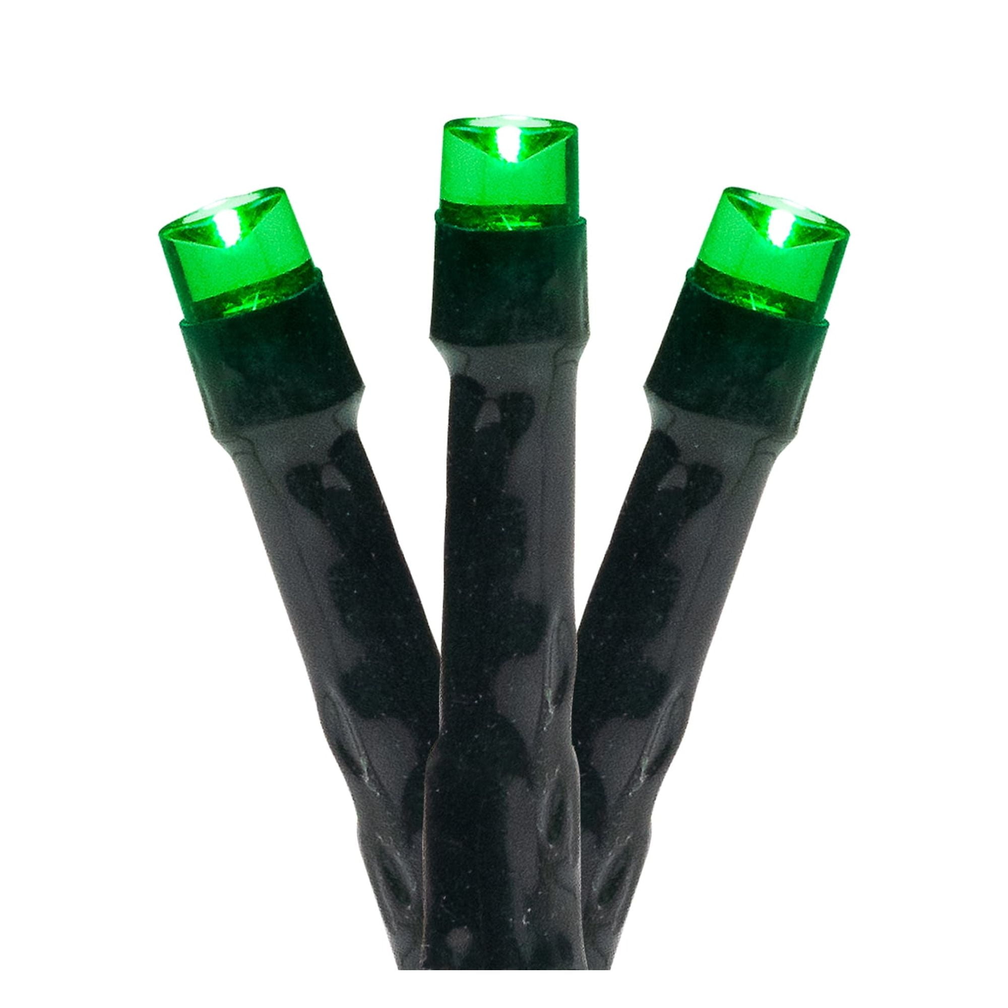 Battery Operated Green LED Christmas Tree Lights with Green Wire