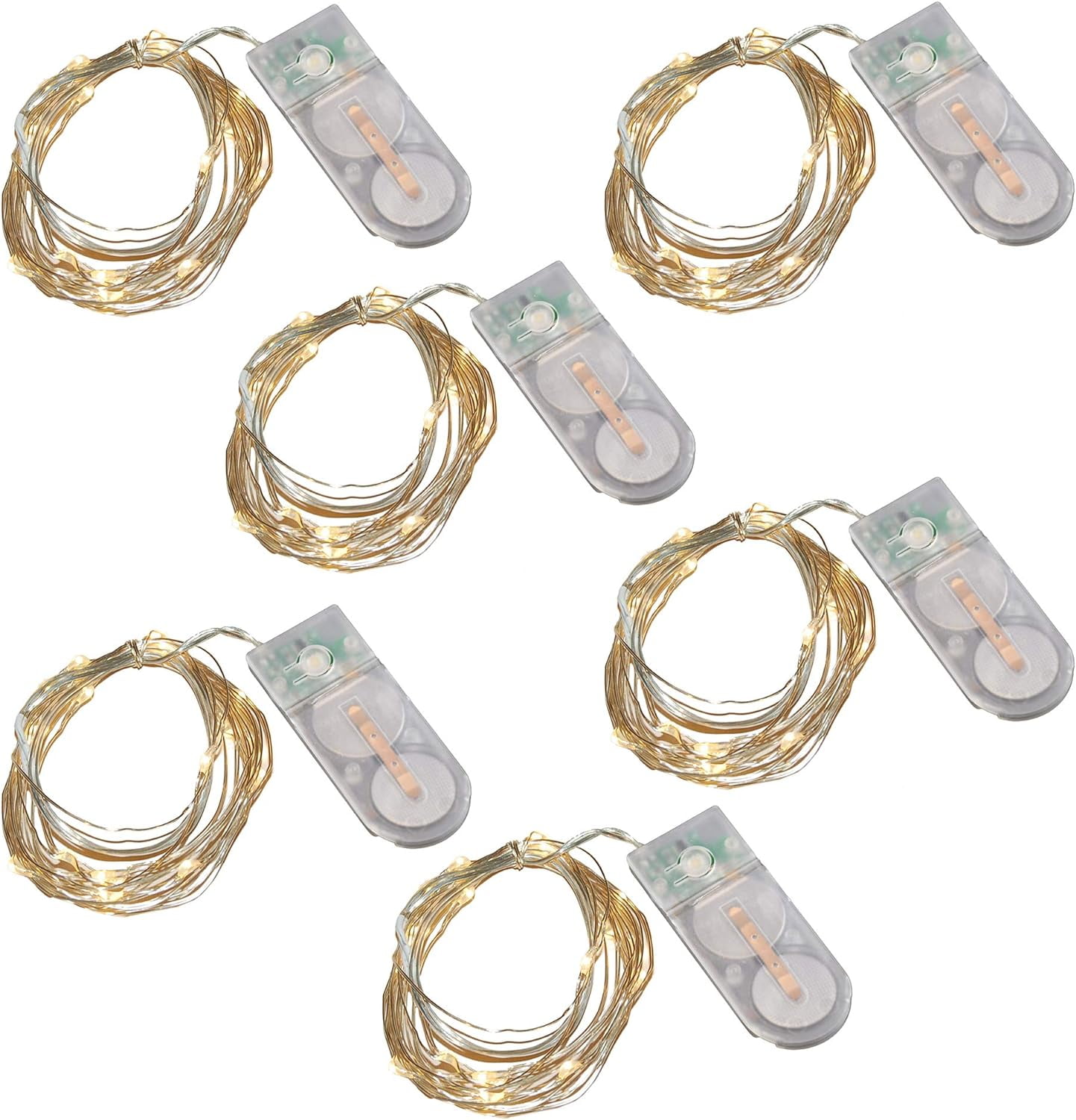 Battery Operated Warm White LED Fairy String Lights - Set of 6