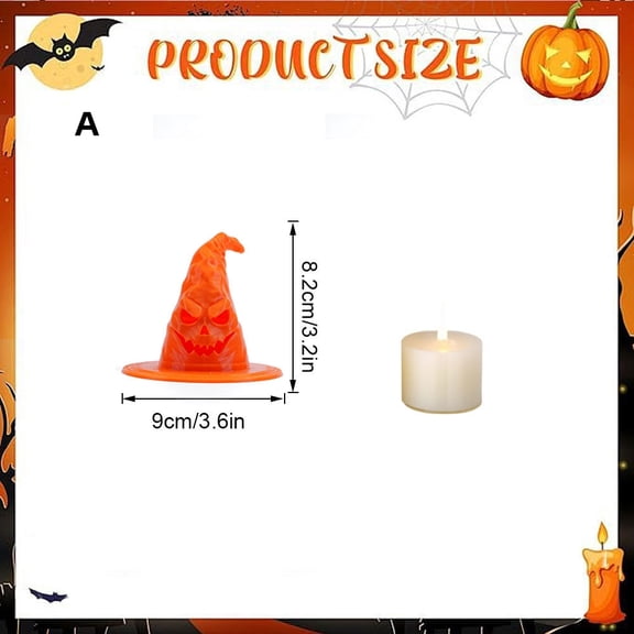 Battery Operated LED Hanging Witch Hat Candle Light Realistic Flickering Flame Halloween Decor 1 Count