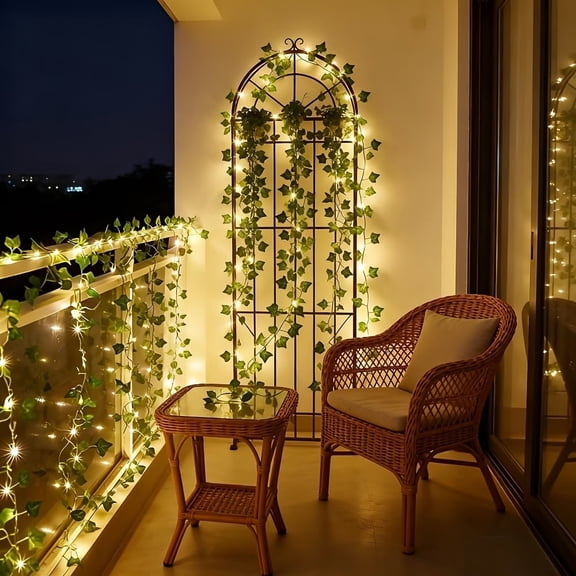 Battery Operated LED Ivy Garland String Lights 10ft 50LEDs Warm White Fairy Lights for Wedding Party Home Decor Outdoor Garden