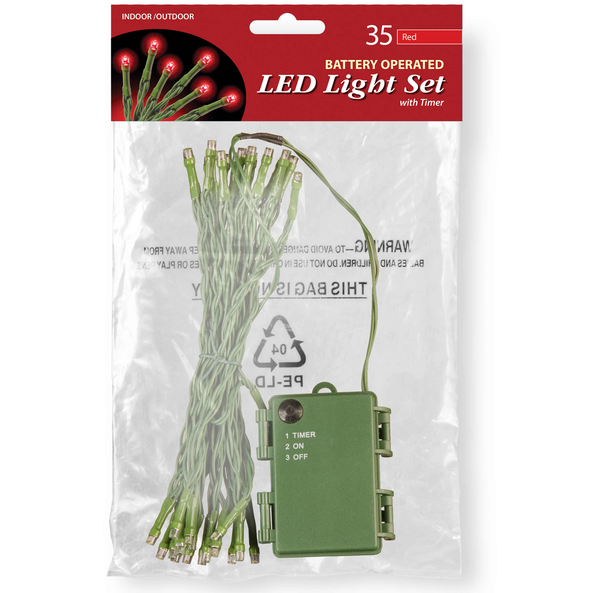 Battery Operated LED Light String Set, 35 Bulb, Red - image 1 of 3