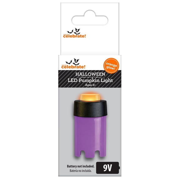 Battery-Operated LED Pumpkin Light, Orange and Purple, Halloween by Way To Celebrate
