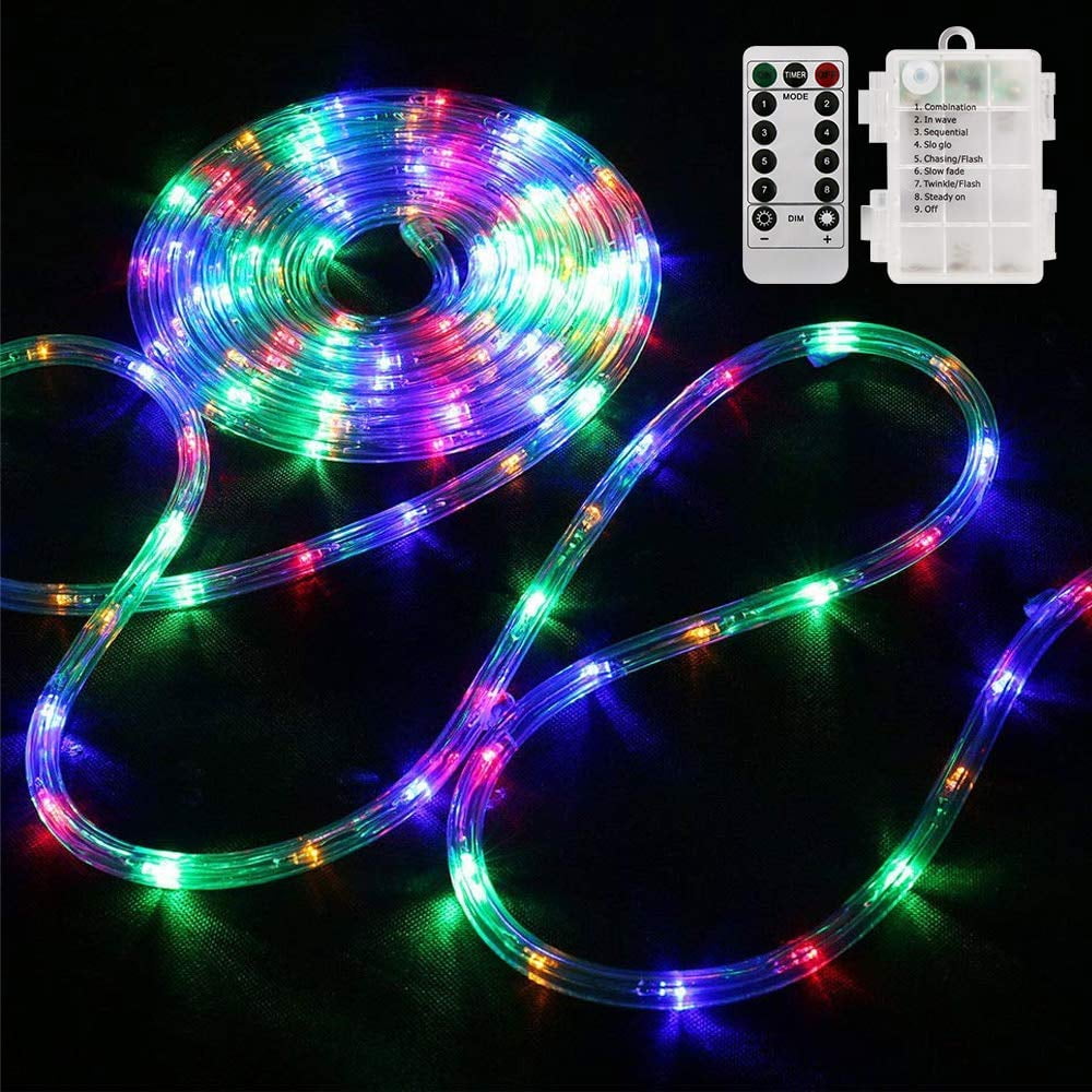 Battery Operated LED Rope Lights 40Ft 120 LEDs 8 Modes Outdoor