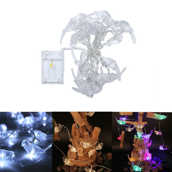 Battery Operated LED String Lights for Indoor Outdoor Use with 20 Colorful Bird-Shaped Bulbs – Flexible Copper Wire Fairy Lights for Garden, Bedroom, Wedding, Party, Patio, and Christmas Decor