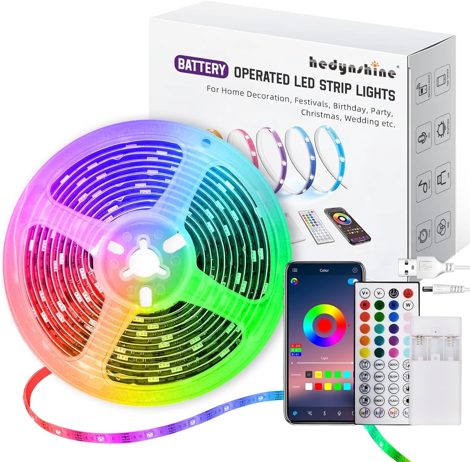 Shenzhhongcyc waterproof flexible dimmable battery operated led strip