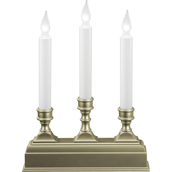 Battery Operated LED Window Candelabra with Bright Hot Spot, 8 Hour Timer (VT-1530) (Pewter)