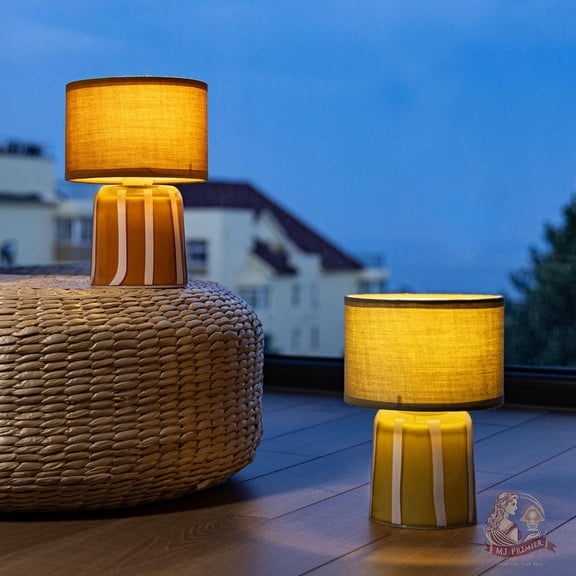 Battery Operated Lamp with Timer, Small Cordless Lamp with Glass Base, Fabric Shade Portable Table Lamp for Bedroom Living Room Bedside Home Decor (Brown)