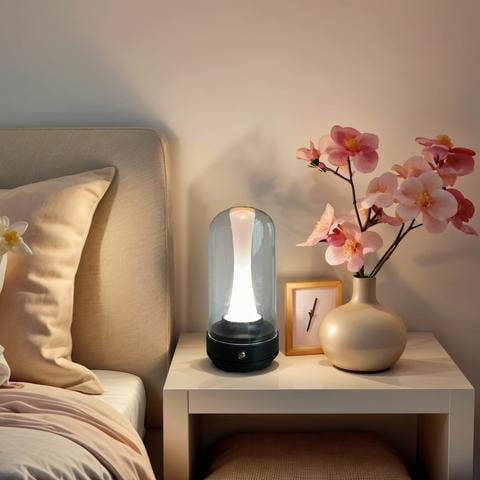 Battery Operated Lamp with Timer, Small Table Lamp Bedside Decor Ambient Light, Glass Cordless Battery Lamp for Bookshelf Living Room Entryway Diamond Design-Amber
