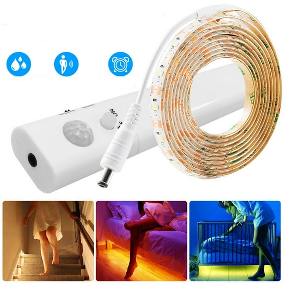 Battery Operated Led Motion Sensor Strip Light 3.28Ft 90 Leds Under Cabinet Lighting For Wardrobe Stairs Closet 3.3 Ft