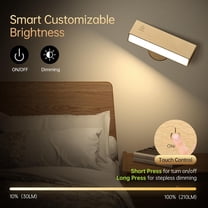 Battery Operated Led Wall Sconces Lights, Wall Lights for Bedroom, Wireless Rotatable Cordless Wall Lamp with Warm Temperature for Bedroom, Living Room, Bedside Reading, Beech