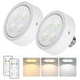 thumbnail image 1 of Battery Operated Light Bulb for Lamps, Screw in LED Puck Lights with Remote, with E26 Socket for Wall Sconce 2Pack, 1 of 8