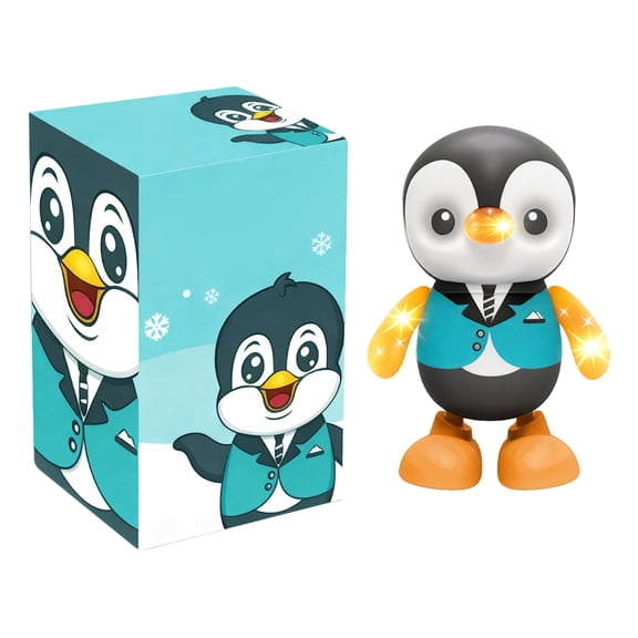 Battery Operated Light, Light Bright Toys, 5 in Cartoon Penguin Figure, Walking Dancing, Sound Effects Machine, Playtime, Teal Black Orange, 1 Pc