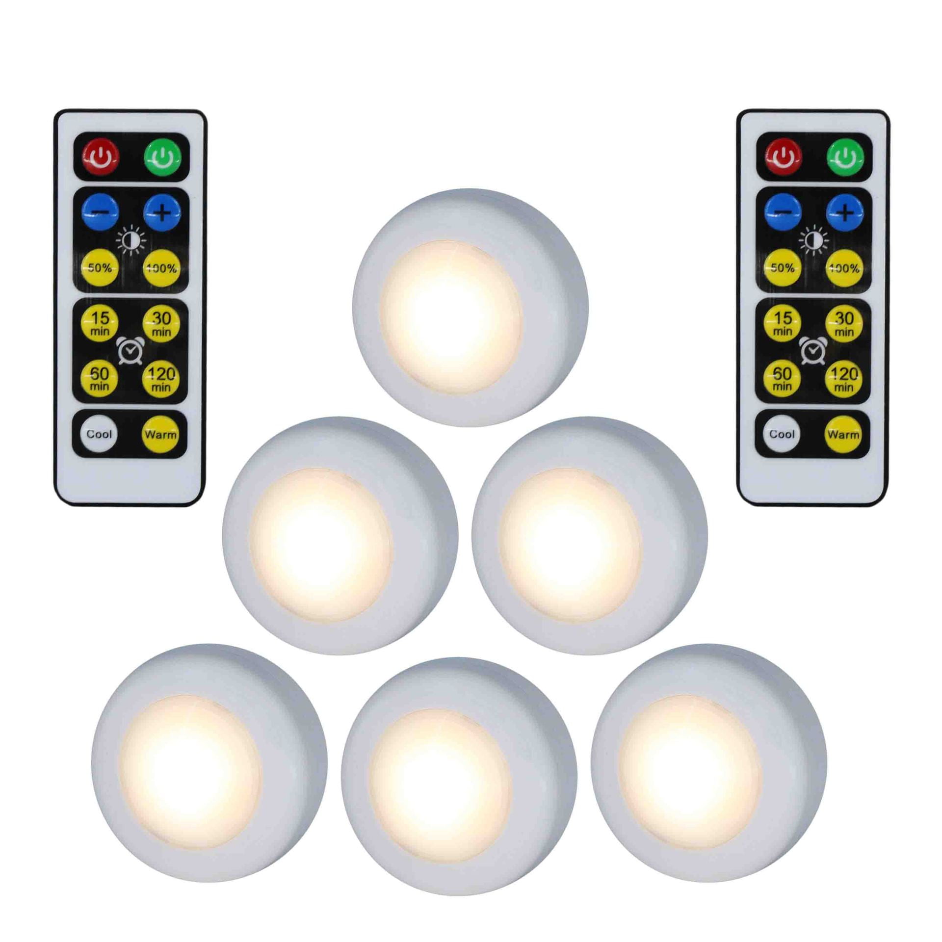 Battery Operated Lights with Remote, Wireless Led Under Cupboard Light with Remote Control, Under Cabinet Lighting, Stair Closet Lights (Six lights and two remote controls,Battery not included)