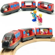 Battery Operated Locomotive Train for Wooden Train Tracks Magnetic Connection, Powerful Engine Bullet Train Set Compatible with Thomas, Brio, Chuggington - Train Toys for Toddlers