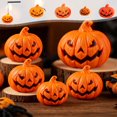 thumbnail image 1 of Battery Operated Mini Handheld LED Pumpkin Lantern, Small Jack-O'-Lantern Night Light, Compact Table Decor for Mantel Shelf, Holiday Party Tiered Tray and Indoor Halloween Decoration, 1 of 7