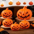 thumbnail image 1 of Battery Operated Mini Handheld LED Pumpkin Lantern, Small Jack-O'-Lantern Night Light, Compact Table Decor for Mantel Shelf, Holiday Party Tiered Tray and Indoor Halloween Decoration, 1 of 7