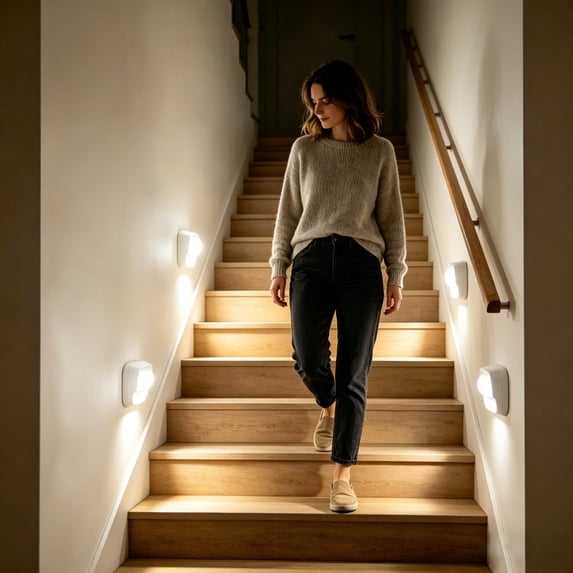 Battery Operated Motion Sensor Night Light, 2.5 Inch Wireless LED Step ...