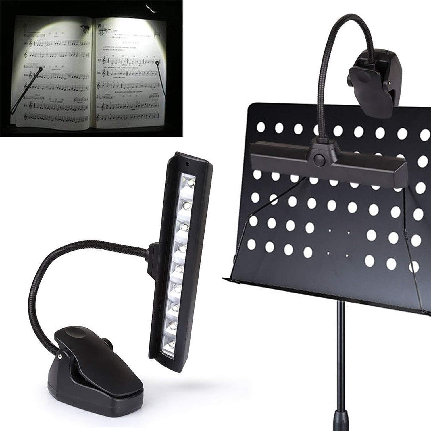 Musical Flashlight Battery Operated Music Stand Light 9 LED Super Bright Gooseneck ...