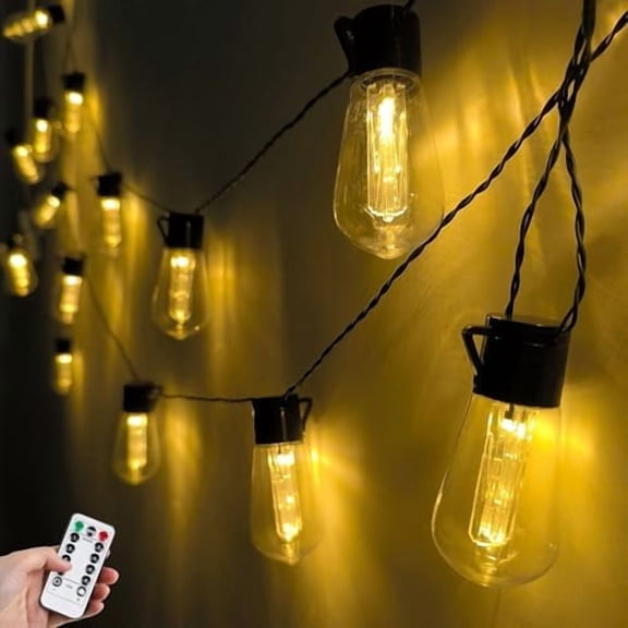 Battery Operated Outdoor Lights 22.8Ft 20 LED Edison Bulbs String Lights with 8 Modes & Timer, USB Plug in Fairy String Light for Indoor, Outdoor, Bedroom, Balcony, , Camping, Christmas Decor