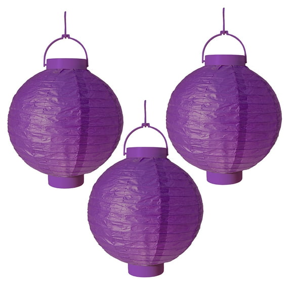 Battery Operated Paper Lanterns - Set of 3 (Purple)