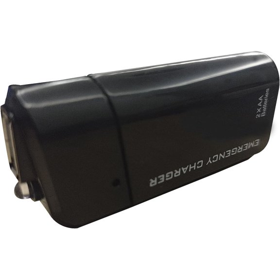 Battery Operated Phone Charger Emergency|USB Powered Small Power Bank Portable 2 AA Batteries Outlet. (Black)