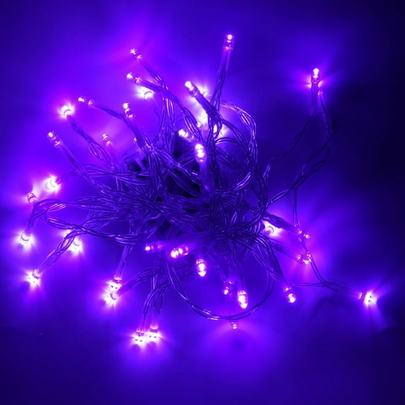 Battery Operated Purple Halloween Lights, 16ft 50 LED Clear Wire Fairy String Lights Waterproof, Twinkle Fairy Lights for Indoor Outdoor Xmas Wedding Party Festival Decorations
