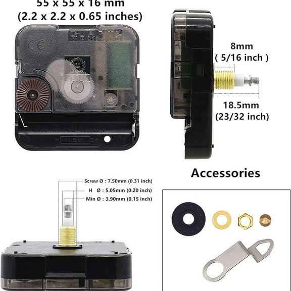 Battery Operated Quartz Clock Mechanism for Simple Installation and Use