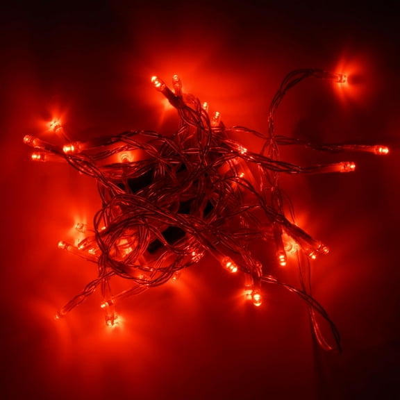 Battery Operated Red Halloween Lights, 33ft 100 LED Clear Wire Fairy String Lights Waterproof, Twinkle Fairy Lights for Indoor Outdoor Xmas Wedding Party Festival Decorations