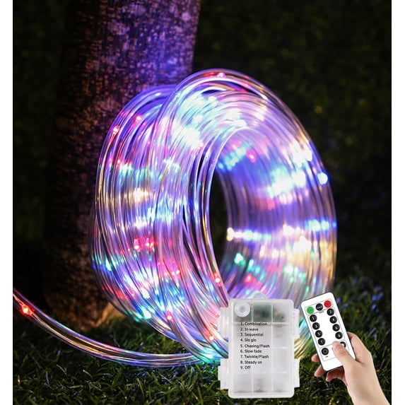 Battery Operated Rope Lights with Remote, 200 LEDs 72ft Waterproof ...
