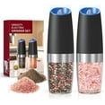 thumbnail image 1 of Battery Operated Salt And Pepper Grinder Set with LED Light, Automatic Electric Gravity Salt And Pepper Shakers Set, Each 4 AAA Batteries Needed, Adjustable Roughness, 2 Pack (Black), 1 of 7