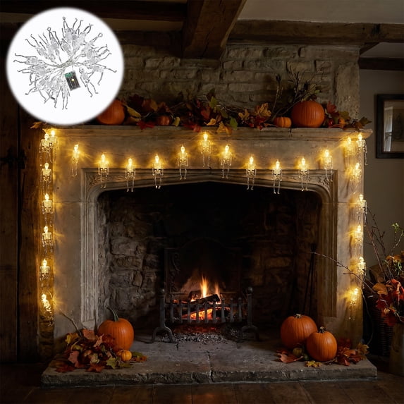 Battery Operated Skeleton LED String Lights 3M 20 Lights, Halloween ...
