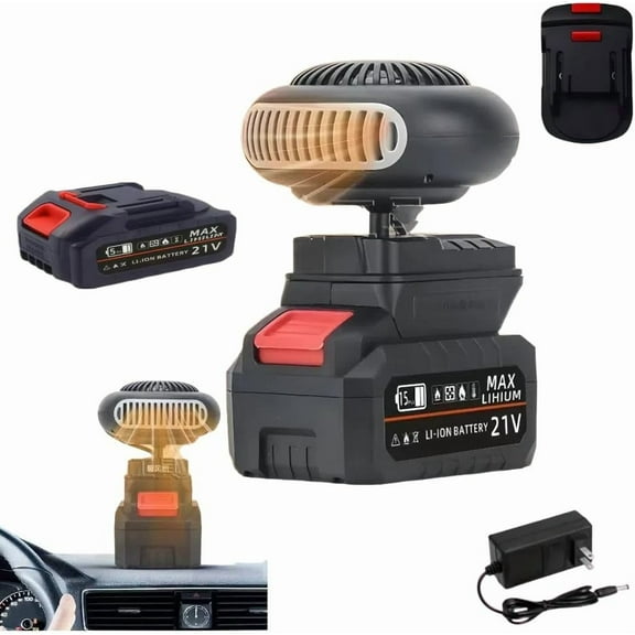 Battery Operated Space Heater Li Portable Heater for Car/Camping/Golf Cart, Anti-Tilt, Quiet, 10 Defogging, Indoor/Office Use (B)