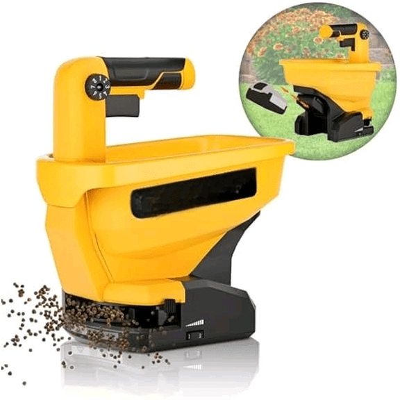 Battery Operated Spreader Compatible for Dewalt 20V/60V Li-ion Battery, Seed Spreader Handheld Available Year-Round, Grass Seeds, Rock Salt and De-icer Out-Doors (Battery not Included)