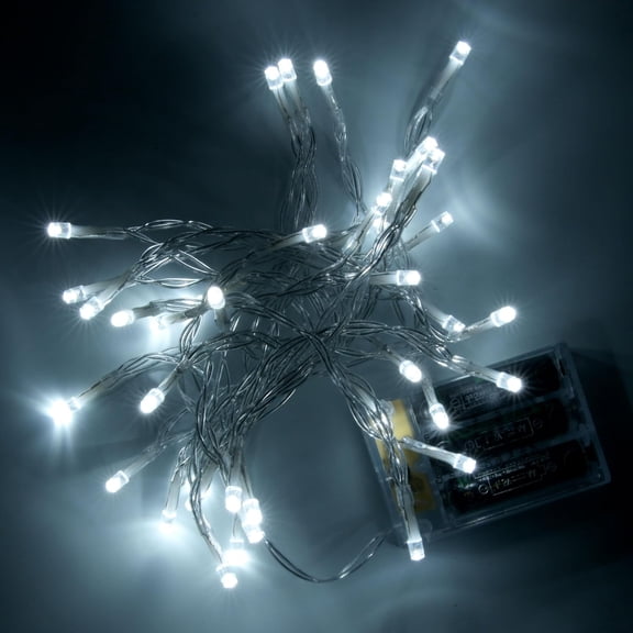Battery Operated String Lights, 16.4 ft 50LED Cool White String Lights, Clear Wire Twinkle Fairy String Lights for Wedding Party Festival Indoor/Outdoor Decoration