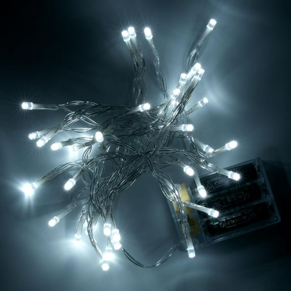 Battery Operated String Lights, 33ft 100LED Cool White String Lights, Clear Wire Twinkle Fairy String Lights for Wedding Party Festival Indoor/Outdoor Decoration