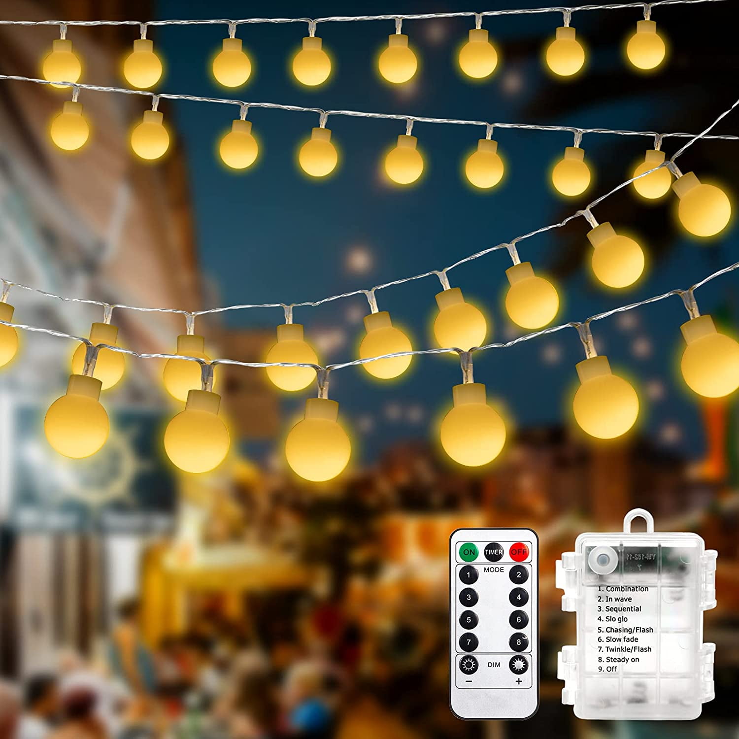 String Light Set Battery Operated String Lights,Christmas Lights 50/100 LED Globe String ...