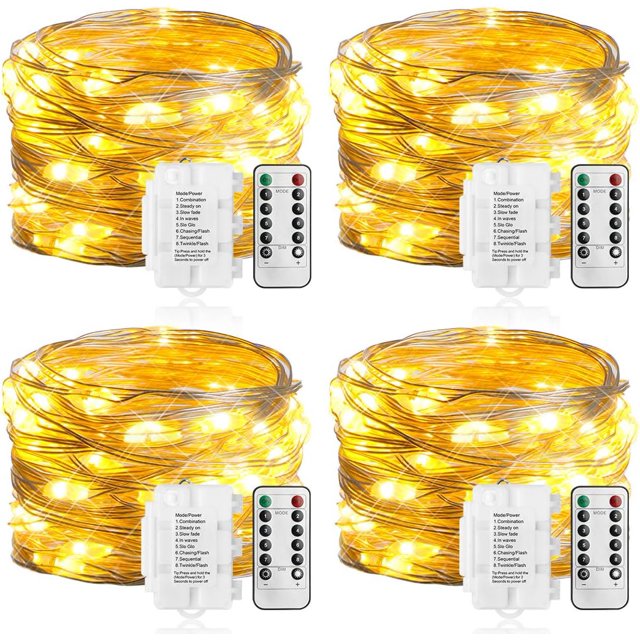 BatteryOperated String Lights with Timer and Remote 4 Pack IP65