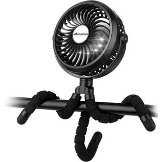Battery Operated Stroller Fan Flexible Tripod Clip Fan Speeds And Rotatable Handheld Personal Fan Car Seat Crib Bike Treadmill Black