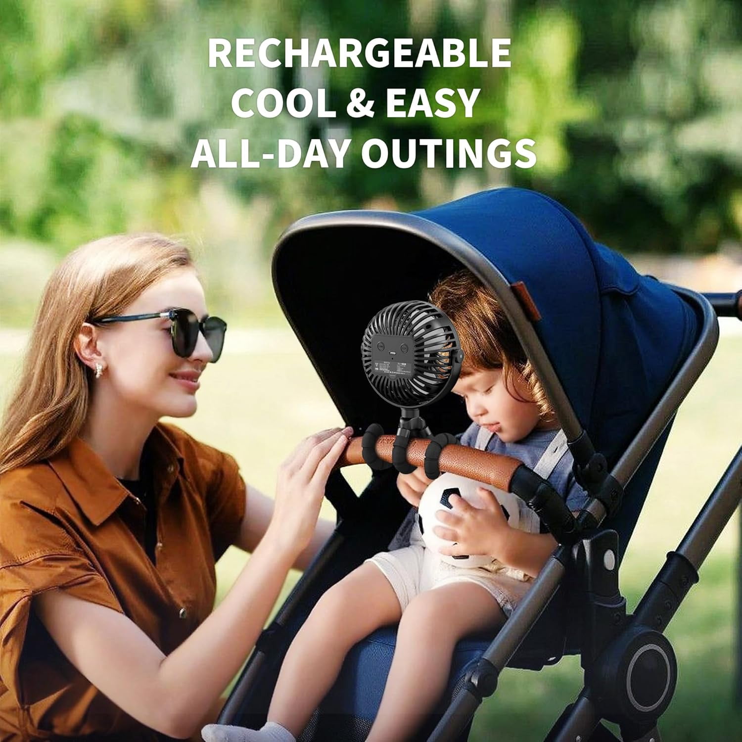 Battery Operated Stroller Fan with 3 Speeds, Rotatable and Portable for Car , Crib, Bike and Treadmill - Black