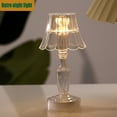 thumbnail image 1 of Battery Operated Table Lamp, Small Cordless Table Lamp, Vintage Night Light, Led Lamp for Bedroom, Clear Scalloped Shade Retro Mini Led Ambient Night Lamp, Compact Transparent, 1 of 7