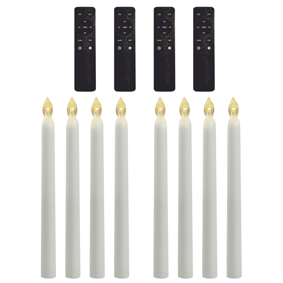 Battery Operated Taper Candles with Remote and Timer, Realistic Flickering Electric Tall Flameless LED Lights for Window Table Wedding Dinner Party Christmas Centerpiece Fireplace Decorations 8 Packs