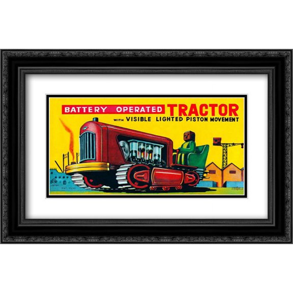 Battery Operated Tractor 2x Matted 24x16 Black Ornate Framed Art Print by Retrobot