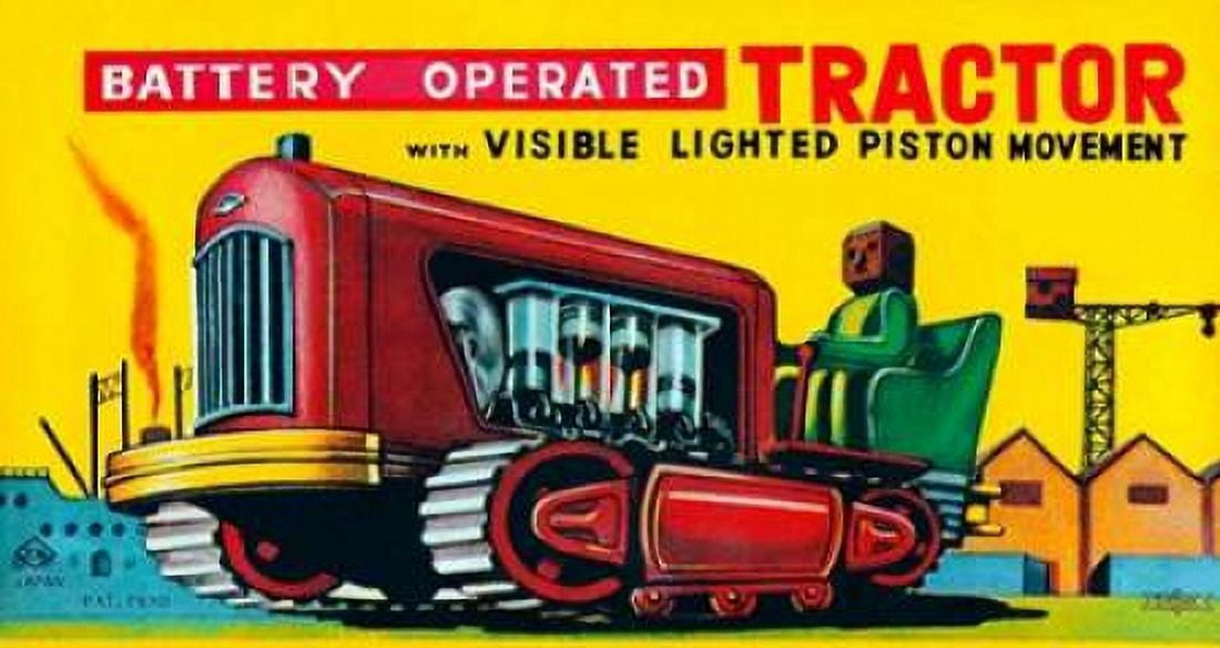 Battery Operated Tractor Canvas Art - Retrobot (12 x 18)